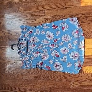Summer Blue Daniel Rainn Top w/Pink and White Flowers